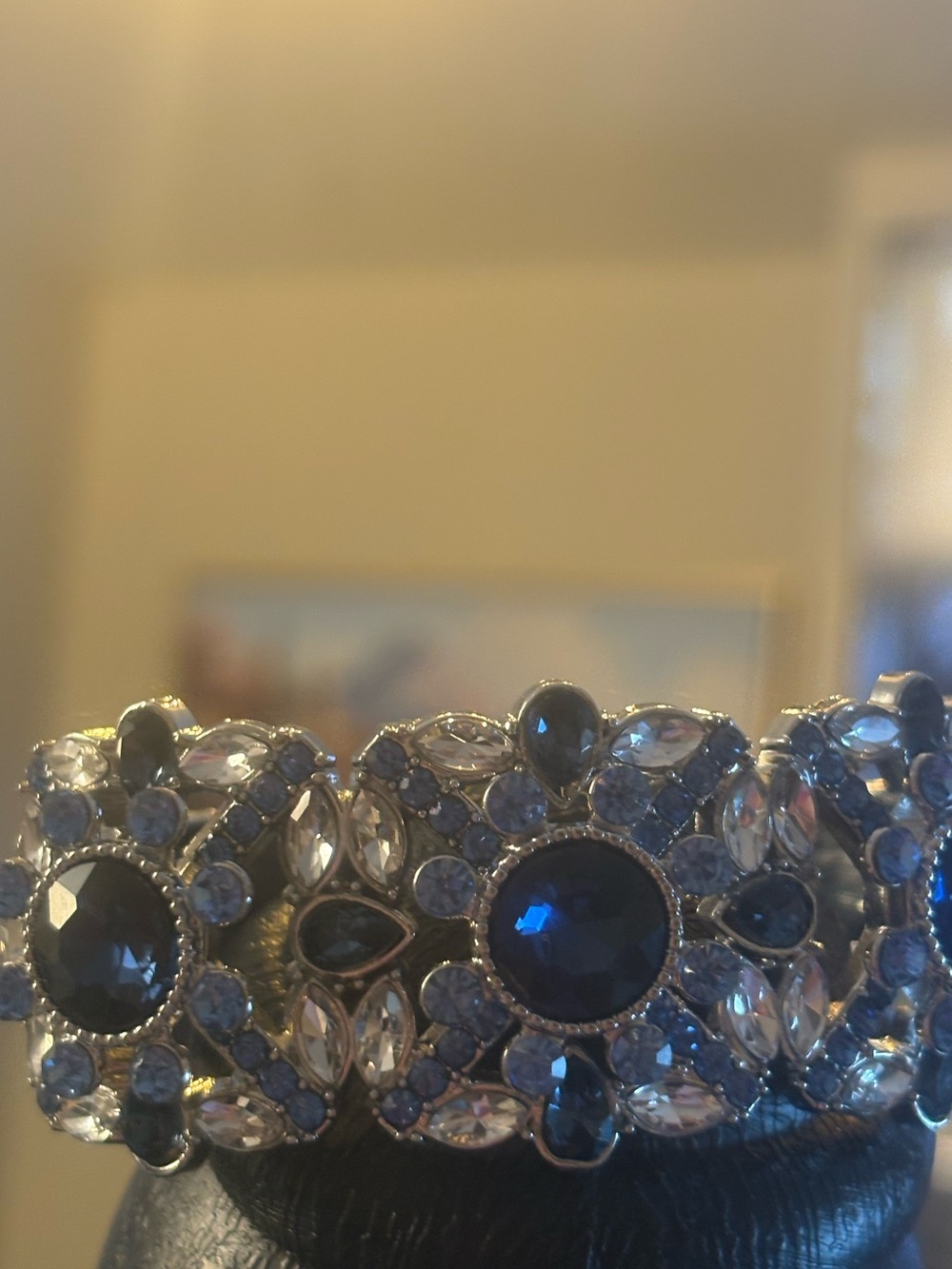 Crystal-Embellished Blue Gem Stretch Bracelet - Women Accessories